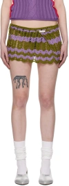 Edward Cuming Scalloped Miniskirt In Khaki-lilac
