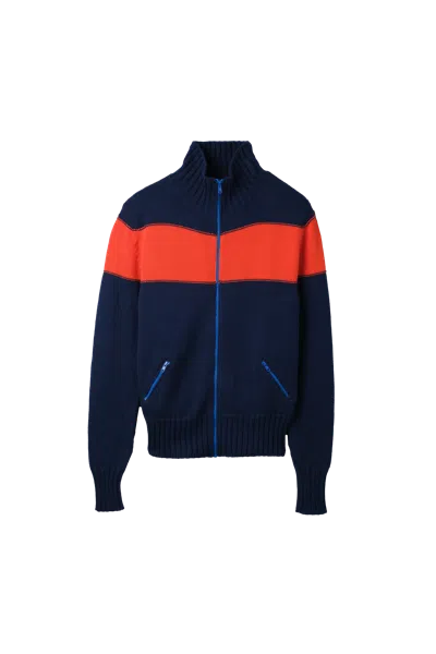 Edward Cuming Knit Track Jacket Navy In Blue