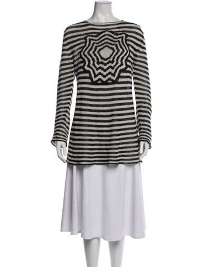 Pre-owned Edward Cuming Linen Striped Sweater In Black