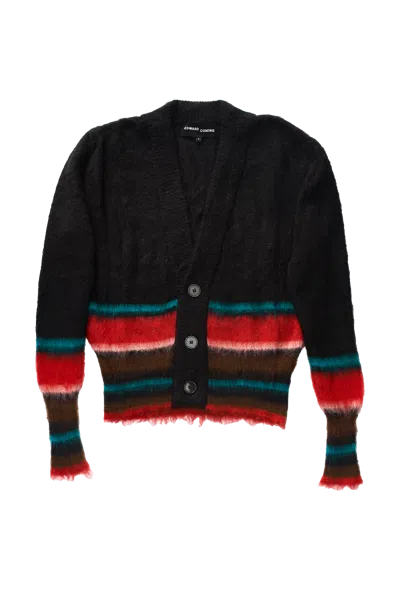Edward Cuming Mohair Striped Cardigan Multi-color In Black