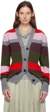 Edward Cuming Multicolor Studious Cardigan In Red/plum/grey