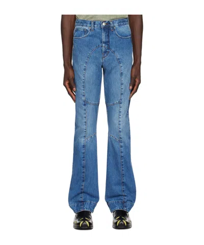 Edward Cuming Patchwork Denim Pants In Blue