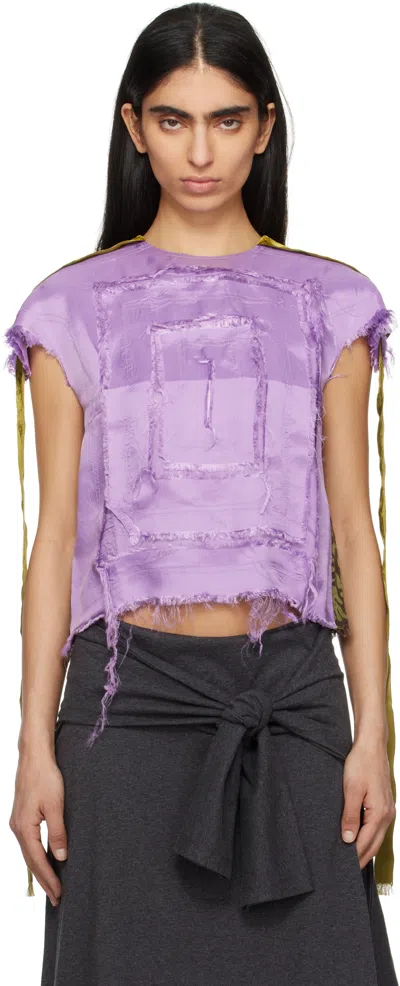 Edward Cuming Purple & Green 'scratch The Itch' Top In Lilac/green-brown
