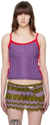 EDWARD CUMING PURPLE & RED CABLE TANK TOP