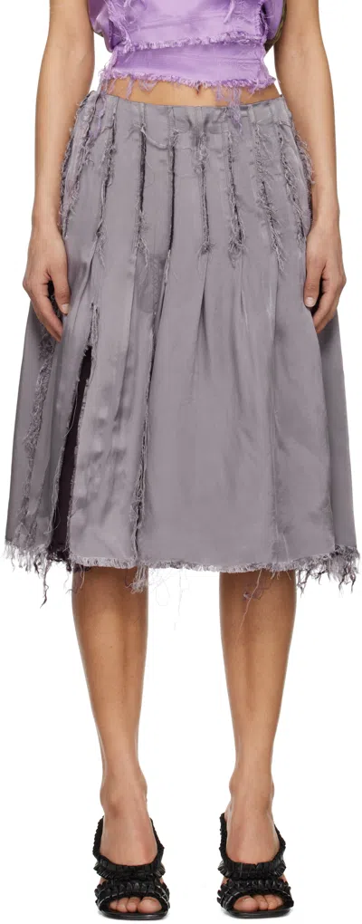 Edward Cuming Purple Pleat Around Midi Skirt In Dark Plum-mauve