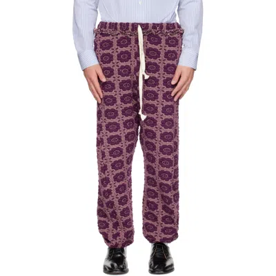 Edward Cuming Purple Vertical Garden Twisted Track Pants In Plum