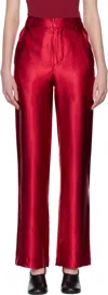 Edward Cuming Red Slink Tailored Trousers In Red