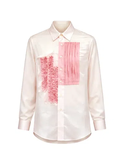 Edward Cuming Ruffled Pleated Shirt In Neutral