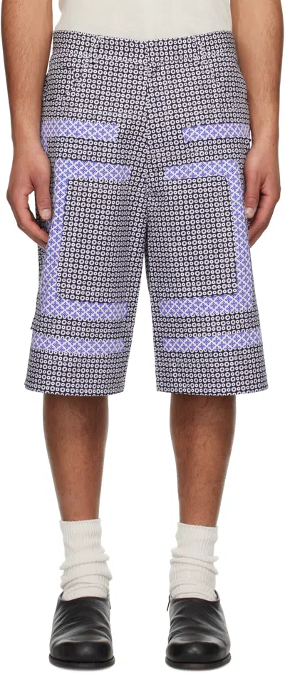 Edward Cuming Ssense Exclusive Navy Flower Bermuda Shorts In Navy/white-blue-pink