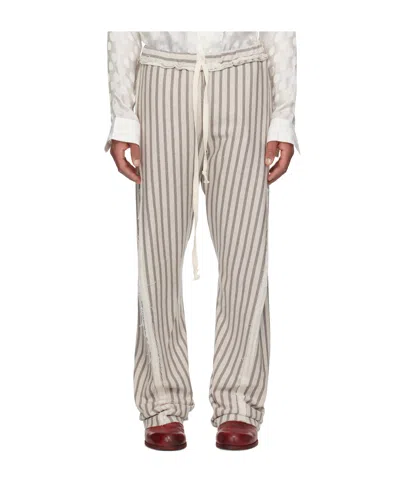 Edward Cuming Stripe Twisted Sweatpants In Gray