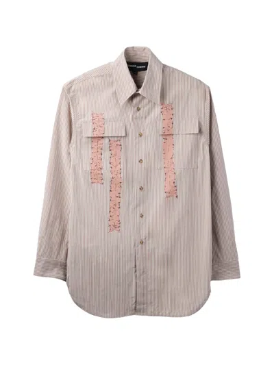 Edward Cuming Typewriter Striped-pattern Shirt In Gray