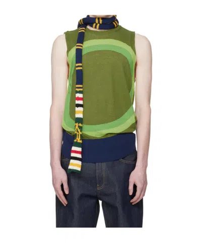 Edward Cuming Vortex Crew Neck Knitted Vest In Animal Print