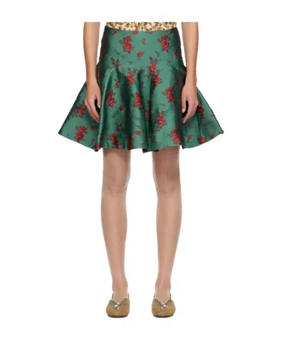 Edward Cuming Wallpaper Gala Jacquard Midi Skirt In Green