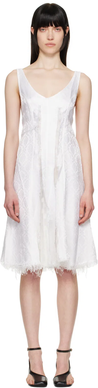 Edward Cuming White Circle Cupro Third Wedding Midi Dress In White/white