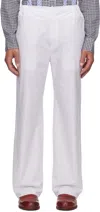 Edward Cuming White Patchwork Elasticized Trousers In White-navy-burgundy