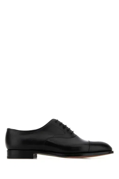 Edward Green Chelsea Cap-toe Burnished-leather Oxford Shoes In Black