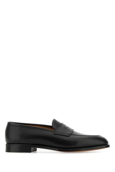 Edward Green Black Leather Piccadilly Loafers In Blackcalf
