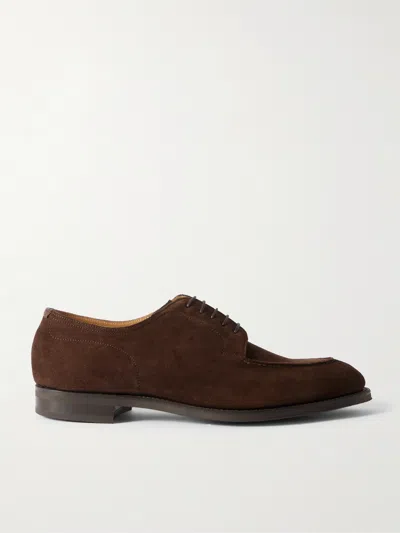 Edward Green Dover Suede Derby Shoes In Brown