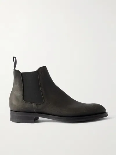 Edward Green Govan Waxed-suede Chelsea Boots In Brown