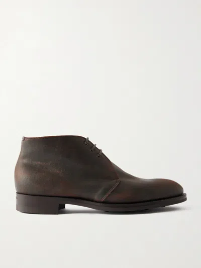 Edward Green Lanark Waxed-suede Desert Boots In Green