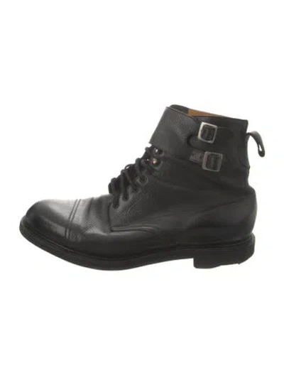Pre-owned Edward Green Leather Combat Boots In Black