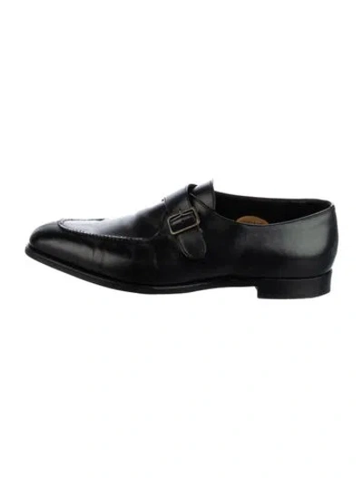 Pre-owned Edward Green Leather Monk Straps In Black
