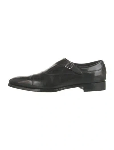 Pre-owned Edward Green Leather Monk Straps In Black