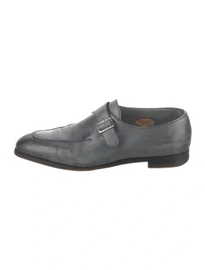 Pre-owned Edward Green Leather Monk Straps In Blue