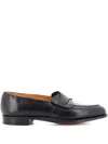 Edward Green Leather Slip-on Loafers In Black