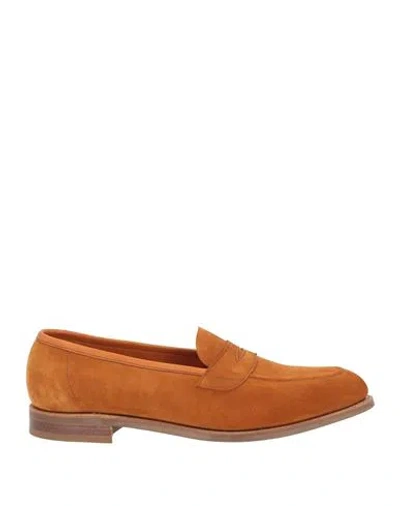 Edward Green Man Loafers Tan Size 6.5 Leather In Orange