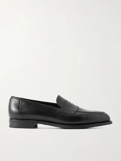 Edward Green Piccadilly Leather Penny Loafers In Black