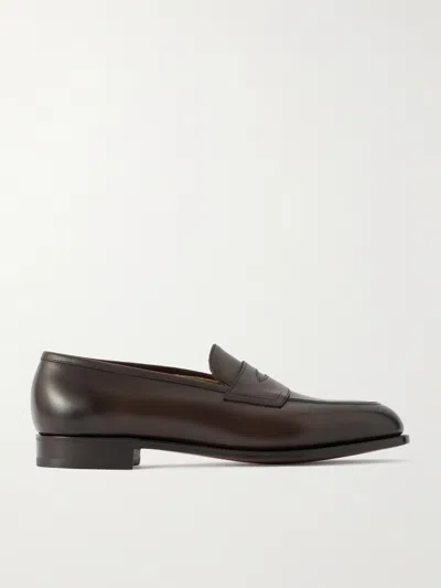Edward Green Chocolate Leather Pimlico Loafers In Brown
