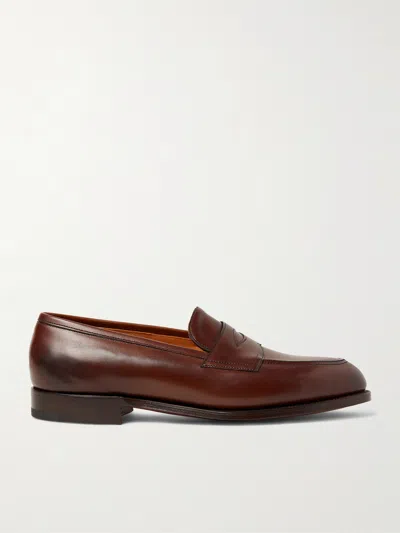 Edward Green Piccadilly Leather Penny Loafers In Brown