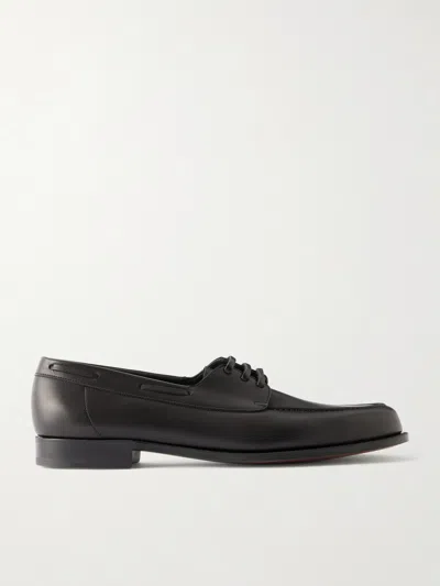 Edward Green Saltash Leather Boat Shoes In Animal Print