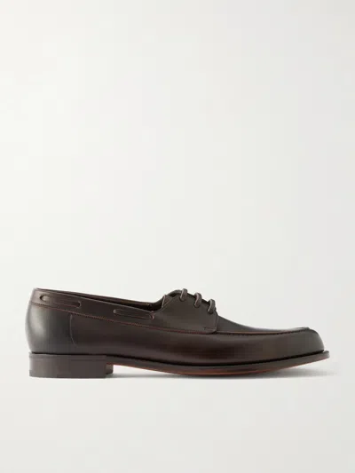 Edward Green Saltash Leather Boat Shoes In Black