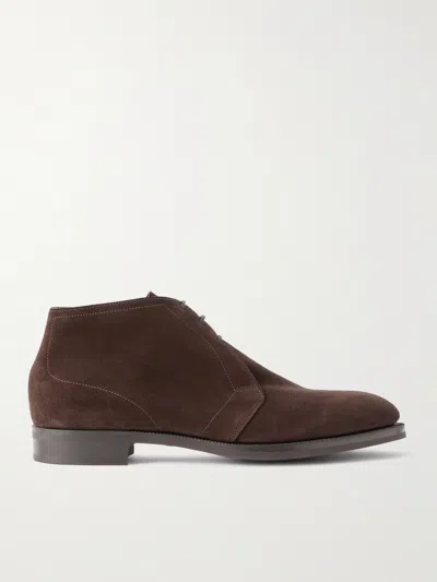 Edward Green Shanklin Suede Chukka Boots In Brown
