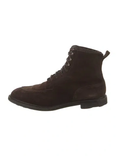 Pre-owned Edward Green Suede Lace-up Boots In Brown