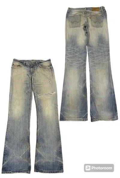 Pre-owned Edwin 90's Og  512 Rv Distressed Jeans Flare In Blue