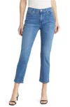 Edwin Bree High Waist Raw Hem Ankle Straight Leg Jeans In Blue