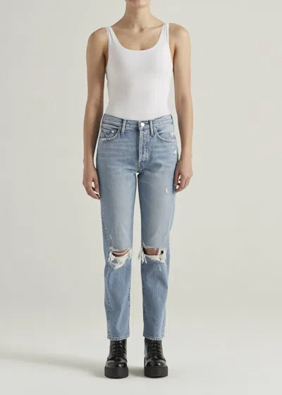 Edwin Elin Straight Leg Jean In Solar Ray In Blue