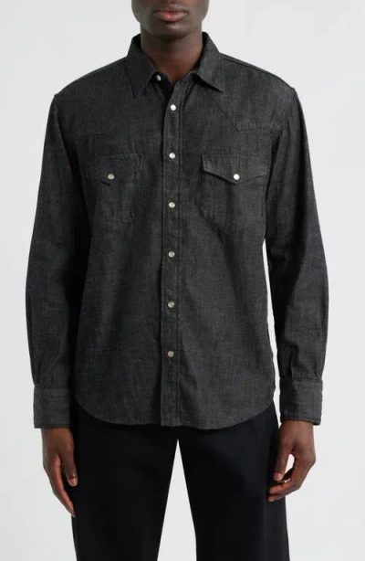 Edwin Denim Western Button-up Shirt In Black