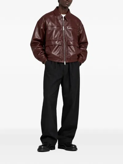 Edwin Dogma Leather Jacket In Brown