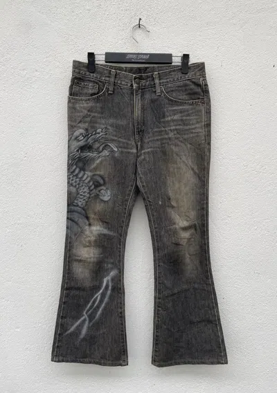 Pre-owned Edwin Flare Jeans  Dragon Custom Jeans In Multi