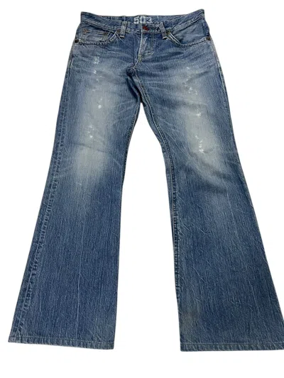 Pre-owned Edwin Flare 503 Blue Trip Faded Distressed Jean