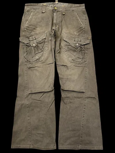 Pre-owned Edwin Flare Multipockets Street Cropped Cargo Pant F784 In Brown