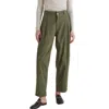 Edwin Jeans Isla Pleated Barrel Leg Trouser Pant In Olive Green In Green