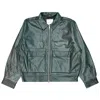 Edwin Dogma Zip-front Leather Jacket In Green