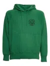 Edwin Drawstring Hooded Sweatshirt With Bold Prints In Green