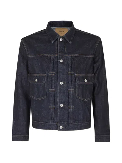 Edwin Pleated-detail Denim Jacket In Blue