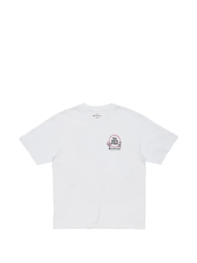 Edwin Ramen Pink Print T-shirt In White